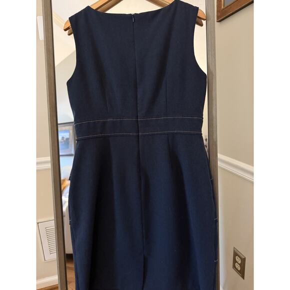 Connected Apparel Navy Sheath Dress Tiered Hem Size 12 - Picture 4 of 4